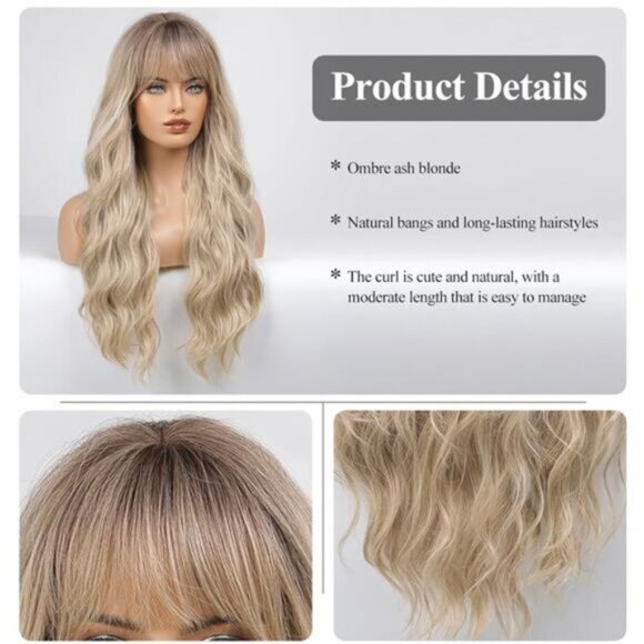 Wig with Bangs for Women, Ombre Blonde - Picture 3 of 6